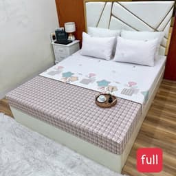 Bộ Ga Gối Cotton Đũi Vintage 3 Món Họa Tiết Cún Nâu Kẻ Caro, Ga Chun Kèm 2 Vỏ Gối Nằm, Mềm Mịn Thoáng Mát 7