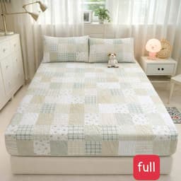 Bộ Ga Gối Cotton Đũi Vintage 3 Món Họa Tiết Cún Nâu Kẻ Caro, Ga Chun Kèm 2 Vỏ Gối Nằm, Mềm Mịn Thoáng Mát 9