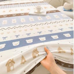 Bộ Ga Gối Cotton Đũi Vintage 3 Món Họa Tiết Cún Nâu Kẻ Caro, Ga Chun Kèm 2 Vỏ Gối Nằm, Mềm Mịn Thoáng Mát 2