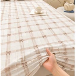 Bộ Ga Gối Cotton Đũi Vintage 3 Món Họa Tiết Cún Nâu Kẻ Caro, Ga Chun Kèm 2 Vỏ Gối Nằm, Mềm Mịn Thoáng Mát 3