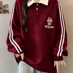 Áo Sweater Nữ Dài Tay Phối Cổ PoLo Chất Liệu Nỉ Bông Dày Dặn,Mềm Mịn MADENO 1