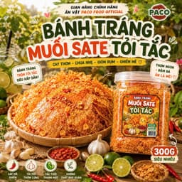 Bánh Tráng Muối Sate Tỏi Tắc Paco 300G – Bánh Tráng Trộn Muối Tôm Cay Chua Đậm Vị, Món Ăn Vặt Gen Z 1