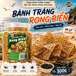Bánh Tráng Rong Biển PACO 300g có rong biển sấy – Bánh Tráng Trộn Rong Biển Sấy Hành Phi Tỏi – Đồ Ăn Vặt Đậm Vị 1