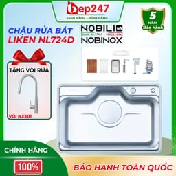 Chậu rửa bát Nobinox LIKEN NL724D bảo hành 10 năm, chống xước hoàn hảo 1