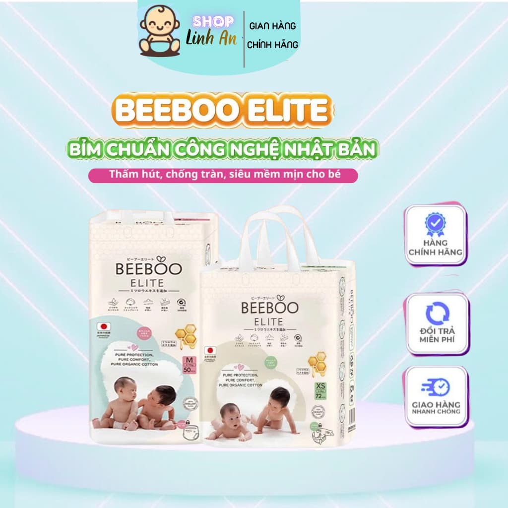 Bỉm Beeboo Elite Tinh Chất Sáp Ong Trắng,Kháng Khuẩn Siêu mềm mịn cho Pé yêu