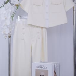 HB - Set Quần Áo Nữ Công Sở Áo Sơ Mi Tay Ngắn Dáng Croptop Quần Suông Cạp Cao Hack Dáng Thanh Lịch S188 7