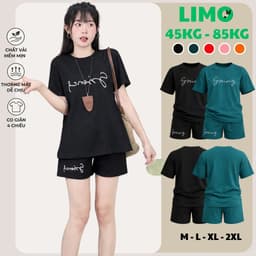 Đồ Bộ Nữ Bigsize LIMO Áo Tay Ngắn Quần Đùi Thun Cotton Co Giãn Mặc Nhà Mùa Hè 43-85kg 1