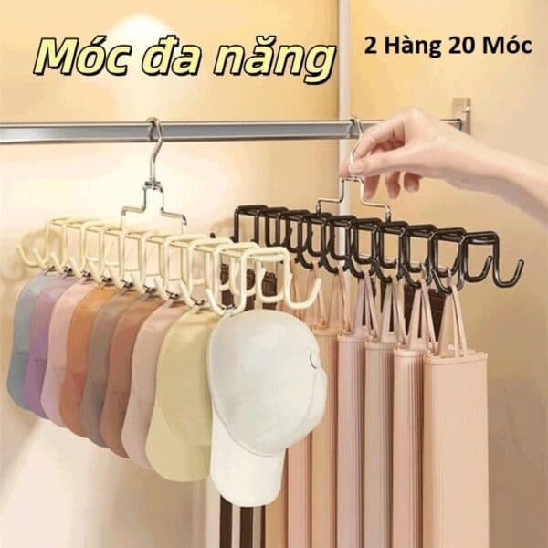 Móc Treo Quần Áo Đa Tầng 20 Móc và Móc 10 Kẹp Treo Đồ Lót, Tất, Quần Áo Trẻ Nhỏ Có Khóa Chống Gió. LMS