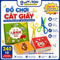Đồ Chơi CẮT GIẤY 240 Tờ Cho Bé – Bộ Luyện Cắt Thủ Công Sáng Tạo Kèm 2 Kéo An Toàn | Gumi Toy 1