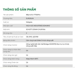 Bếp Từ Đôi Eurosun EU-T715XPro 2 Vùng Nấu Inverter Booster 3000W Kính Schott Ceran Chính Hãng 8