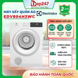 Máy Sấy Thông Hơi Electrolux UltimateCare EDV804H3WC 8Kg Sấy Đảo Chiều Diệt Khuẩn SmartSensors Chính Hãng 1