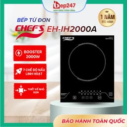 Bếp Từ Đơn Chef's EH IH2000A Chính Hãng 2000W Mặt Kính Ceramic E.G.O Hẹn Giờ Khóa Trẻ Em 7 Chế Độ Nấu Nhỏ Gọn Tiện Lợi 1