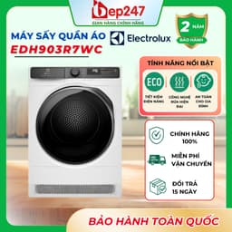 Máy Sấy Quần Áo Electrolux EDH903R7WC UltimateCare 700 9kg Bơm Nhiệt Inverter 3DSense Chính Hãng 1