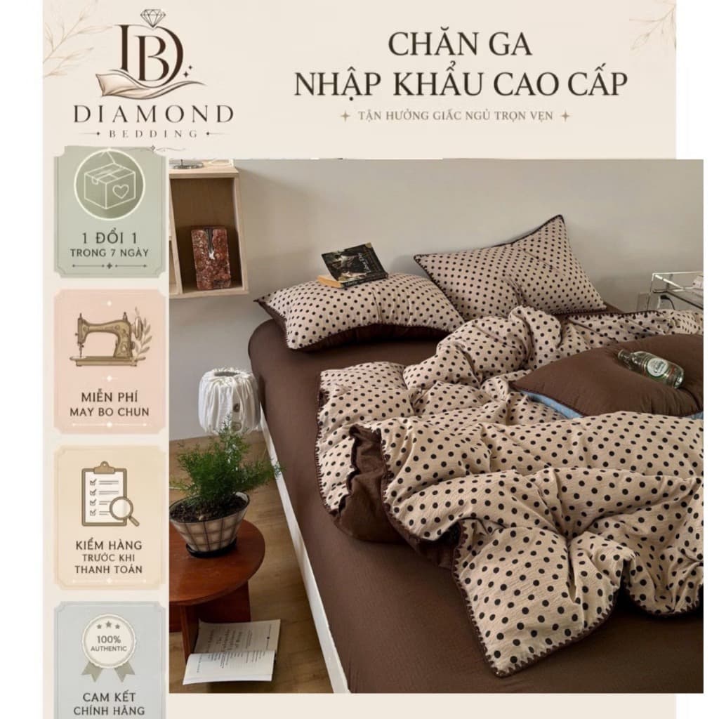 Bộ vỏ chăn ga gối Cotton Đũi 4 món phong cách Hàn Quốc,thiết kế viền chỉ mới lạ chất vải thoáng mát mềm mịn