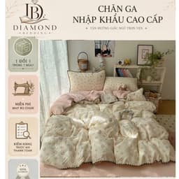 Bộ vỏ chăn ga gối Cotton Đũi viền chỉ in hoạ tiết cute,vỏ chăn có khoá kéo lồng ruột,ga bo chun mọi kích cỡ 1