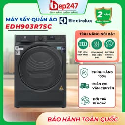 Máy Sấy Quần Áo Electrolux EDH903R7SC 9kg UltimateCare 700 Bơm Nhiệt Inverter 3DSense Chính Hãng 1