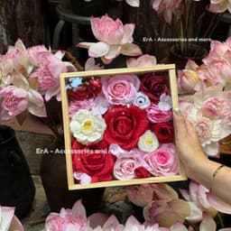 TỰ LÀM  Hộp Hoa Gỗ In Ảnh Hoa Lụa Handmade quà sinh nhật, quà 20/10 tặng người yêu bạn bè Tốt Nghiệp - Erashop 4
