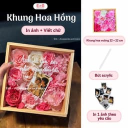 TỰ LÀM  Hộp Hoa Gỗ In Ảnh Hoa Lụa Handmade quà sinh nhật, quà 20/10 tặng người yêu bạn bè Tốt Nghiệp - Erashop 7