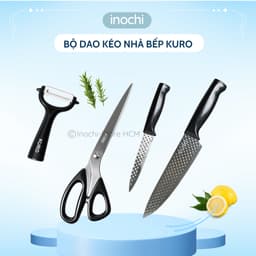 Bộ dao kéo nhà bếp KURO/KURO SABI Inochi 4 món tiện lợi, lưỡi thép 3Cr13 sắc bén, chống bám dính 2