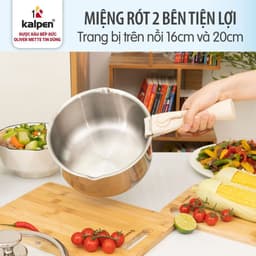 Bộ Nồi Chảo Inox 304 Kalpen TA1 Liền Khối Cán Rời 3 Món Nồi 16 20cm Chảo 26cm 5