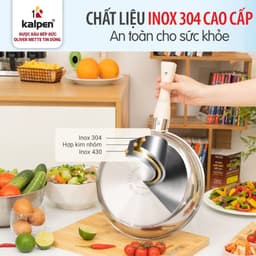 Bộ Nồi Chảo Inox 304 Kalpen TA1 Liền Khối Cán Rời 3 Món Nồi 16 20cm Chảo 26cm 6