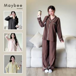 MB-SET-030 Set đồ ngủ kẻ sọc đôi viền né theo màu Maybee Homedress 1