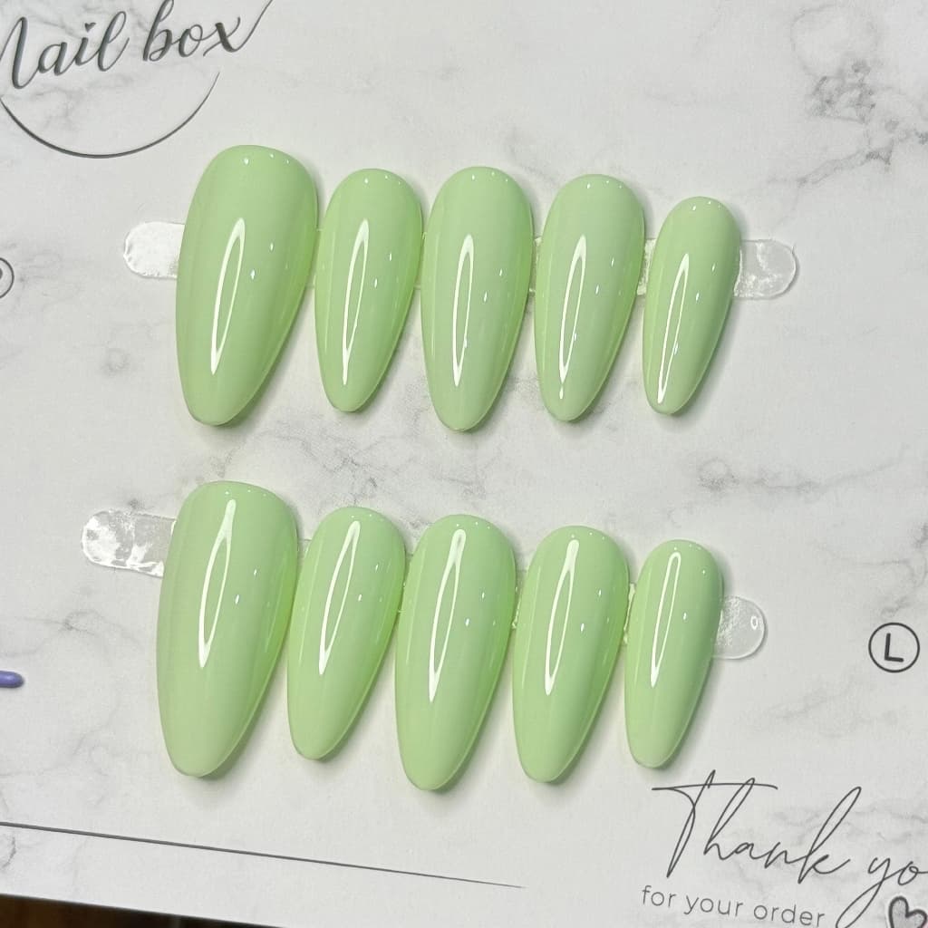 Móng Úp Xanh Pastel Sơn Trơn Basic | Nail Box Handmade Thủ Công Đơn Sắc Nhẹ Nhàng – Mellow Nailbox