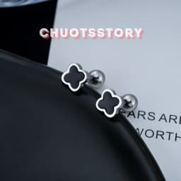 Khuyên tai nam nữ hoa 4 lá, bông tai nam thời trang unisex cá tính - KT210 - ChuotsStory 9