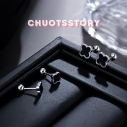 Khuyên tai nam nữ hoa 4 lá, bông tai nam thời trang unisex cá tính - KT210 - ChuotsStory 3