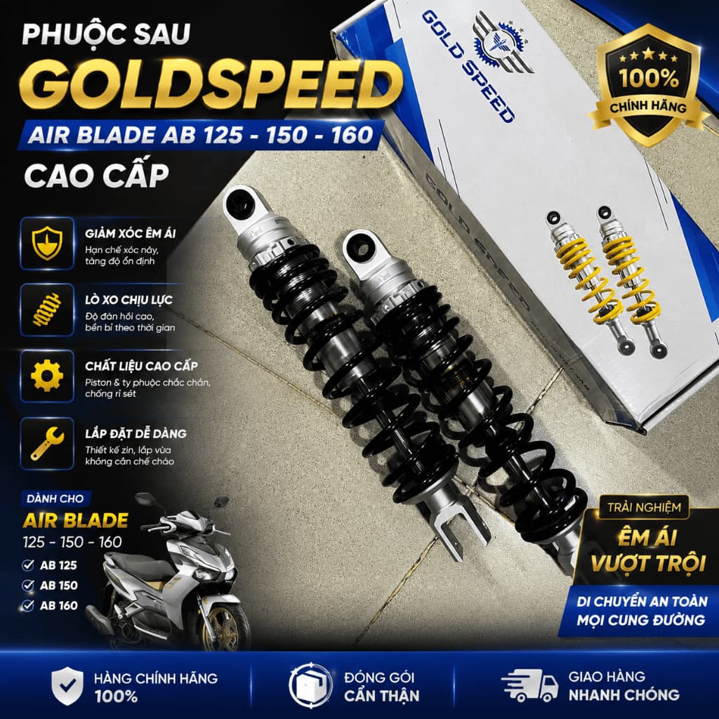 Phuộc GoldSpeed Cho Air Blade AB 125 150 160 – Phuộc Sau GoldSpeed Cao Cấp