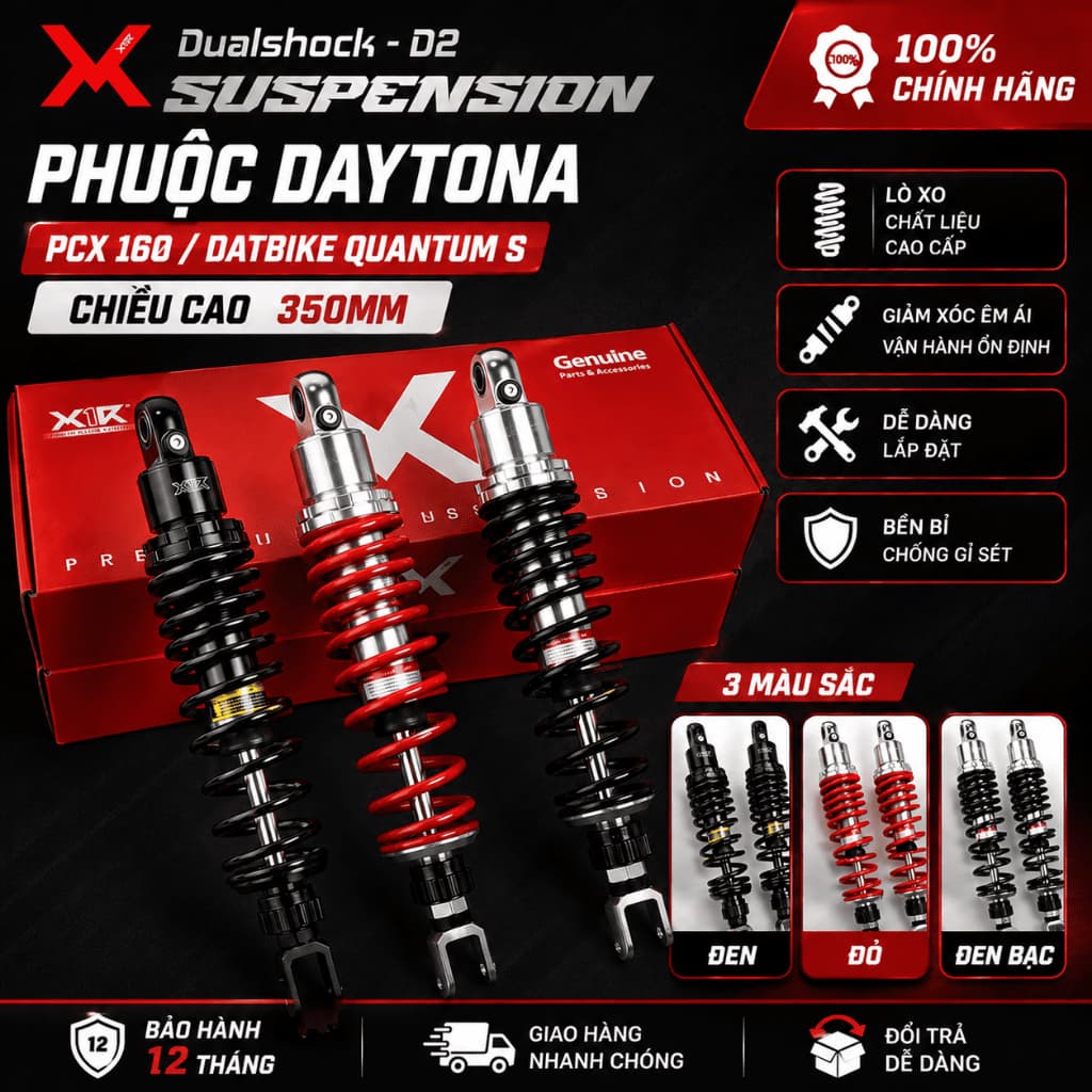 Phuộc X1R Daytona Tăng Chỉnh Cho DatBike Quantum S PCX 160 – Phuộc Sau Cao Cấp