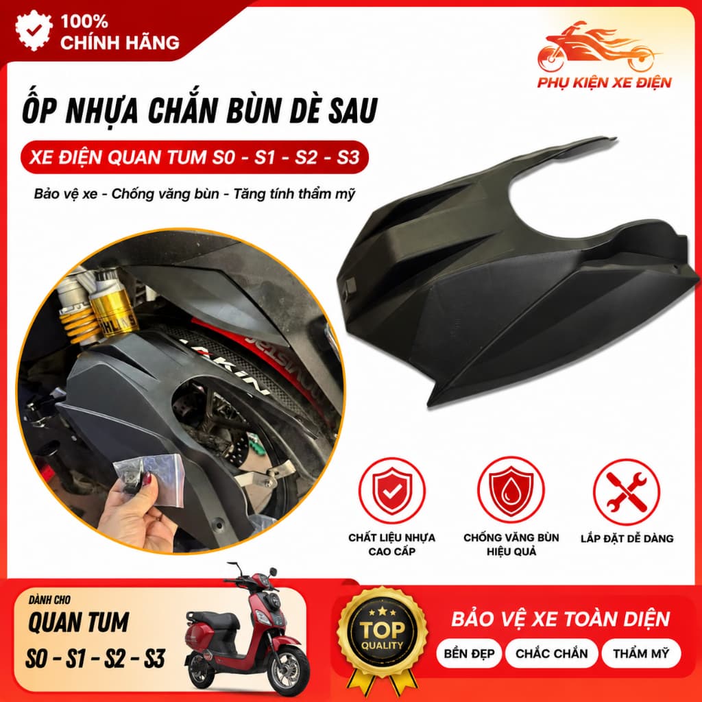 Ốp Chắn Bùn Dè Sau QuanTum S1 S2 S3 – Nhựa Bảo Vệ Dè Sau Xe Điện 