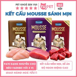 [3 Vị] Pate mèo dạng mousse FAENBEI gói 85g | Chất pate mousse sánh mịn, mềm, dễ tiêu hóa 1