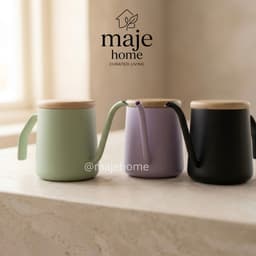Ấm cổ ngỗng 250ml pha matcha cà phê rót chậm kiểm soát dòng nước. Bình pha trà nhỏ gọn tiện dụng có nắp gỗ - Majehome 5