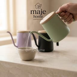 Ấm cổ ngỗng 250ml pha matcha cà phê rót chậm kiểm soát dòng nước. Bình pha trà nhỏ gọn tiện dụng có nắp gỗ - Majehome 6