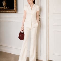 HB - Set Vest Nữ Cộc Tay Chiết Eo Kèm Quần Tây Ống Suông Bộ Suit Công Sở Cao Cấp Sang Chảnh S130 6