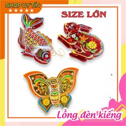 [size lớn] Lồng đèn trung thu gương kiếng thủ công truyền thống trang trí hình thỏ bướm cá 1