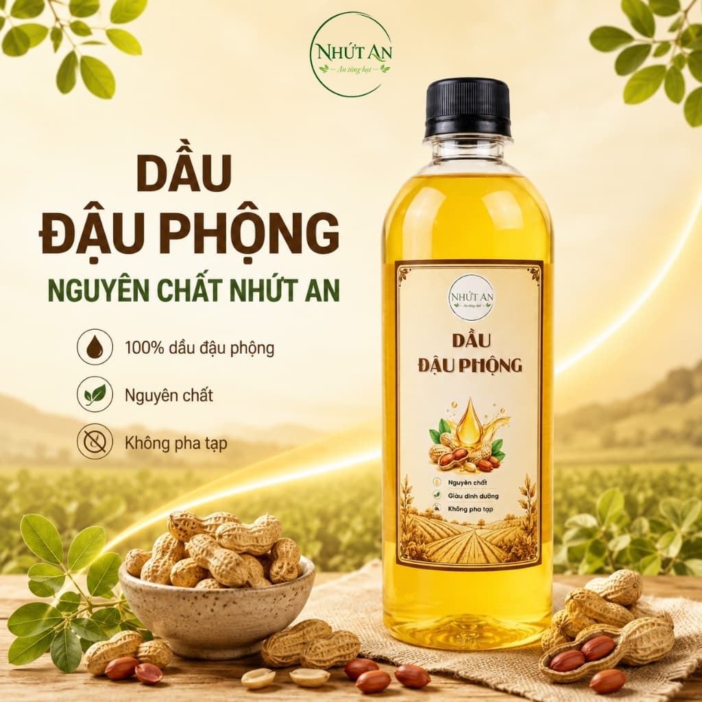Dầu Đậu Phộng Nguyên Chất Nhứt An, Dầu Phộng Thực Vật Dùng Chiên Xào, Kho, Tẩm Ướp - Nhứt An