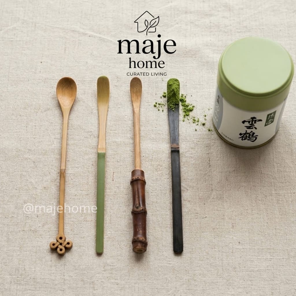 Muỗng chashaku bằng tre gỗ tự nhiên. Muỗng tre xúc bột matcha dụng cụ pha trà đạo nhật bản tiện dụng - Majehome