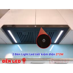 MÁY HÚT MÙI BLANC BA90TUB 90CM CHỮ T GẮN TƯỜNG INOX KÍNH ĐỘNG CƠ AC 200W CÔNG SUẤT HÚT 1400M³/H BOOSTER 1800M³/H 3