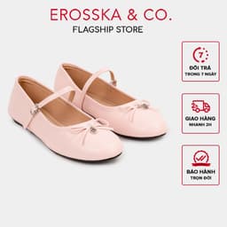 [EROSSKA] - Giày mary jane nữ mũi tròn phối nơ bản nhỏ thanh lịch phong cách balletcore - EL152 9