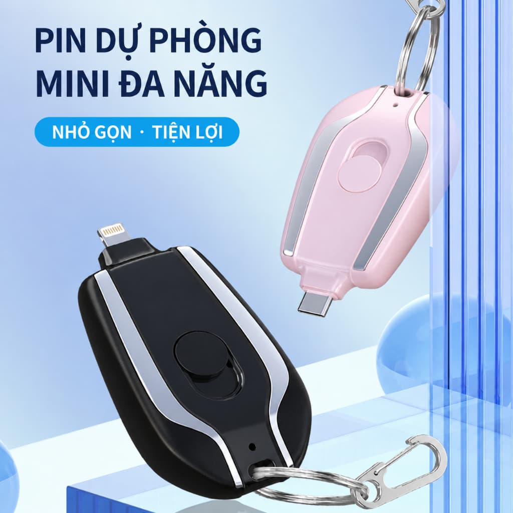 Pin Dự Phòng Mini Đa Năng Kèm Móc Khóa – Sạc Điện Thoại Nhỏ Gọn Tiện Lợi, Thiết Kế Thời Trang