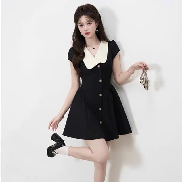 Váy thiết kế cổ sen lệch JARI thanh lịch,năng động,chất liệu chéo hàn dày dặn,mềm mịn Basic dễ phối full size xs-xxxl