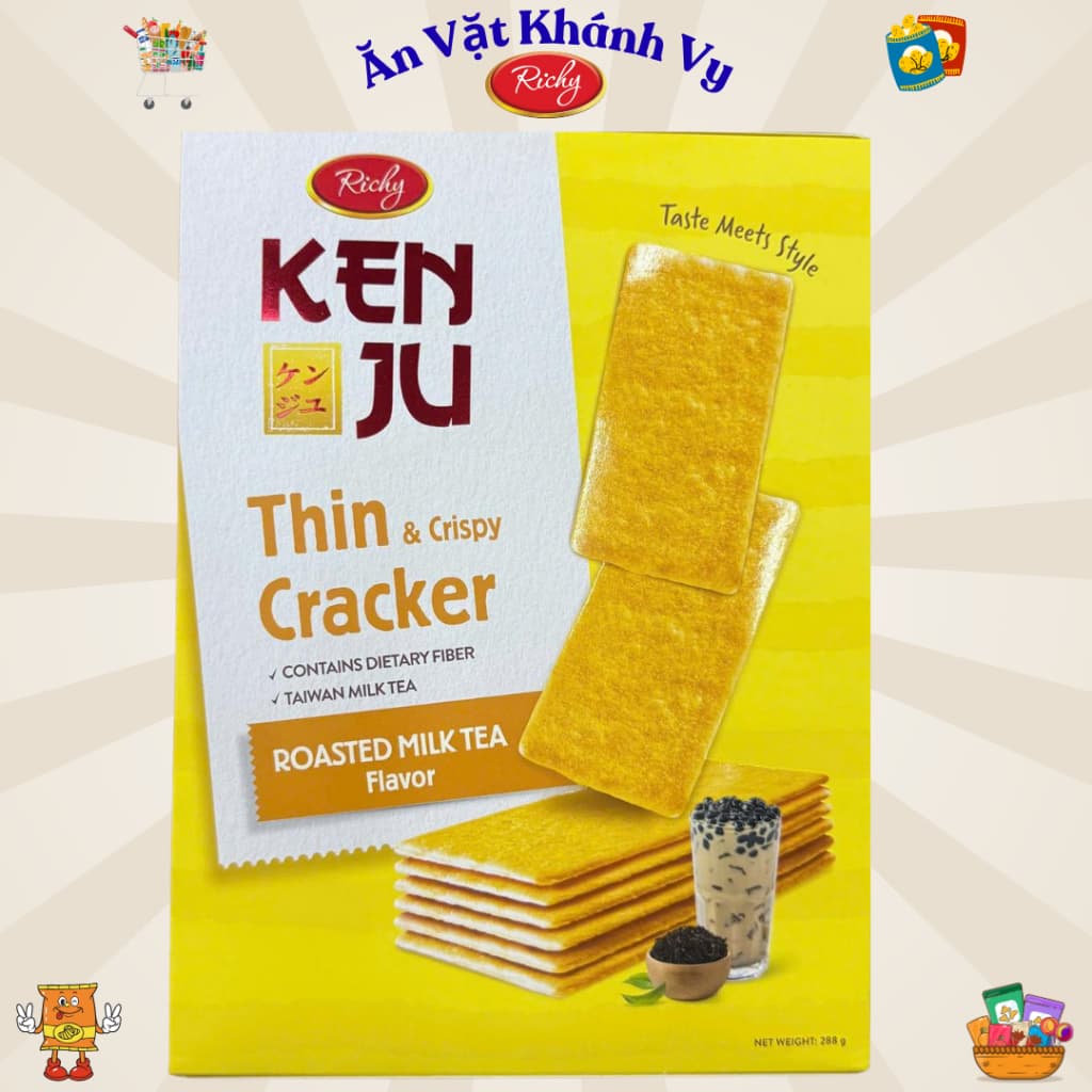 Bánh Quy Richy Kenju Vị Đậu Nành Mè - Vị Trà Sữa Hộp 288g- HÀNG CHÍNH HÃNG