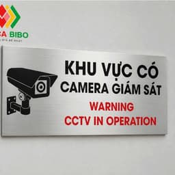 Biển báo khu vực có camera giám sát, chất liệu Alu nhôm xước bạc bền đẹp. 2