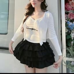 Chân váy ren bèo 4 tầng dáng ngắn siêu xinh có quần bảo hộ 4