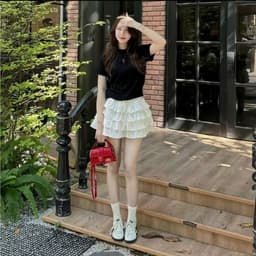 Chân váy ren bèo 4 tầng dáng ngắn siêu xinh có quần bảo hộ 5