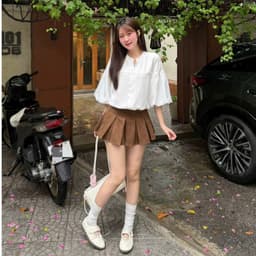 Áo babydoll, áo sơ mi kiểu nữ cổ V cúc dọc tay bồng phong cách hàn quốc 8