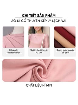Áo nỉ  nữ CARDINA cổ thuyền xếp ly lệch vai 6AKD12 3