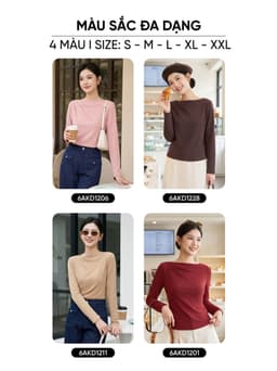 Áo nỉ  nữ CARDINA cổ thuyền xếp ly lệch vai 6AKD12 4